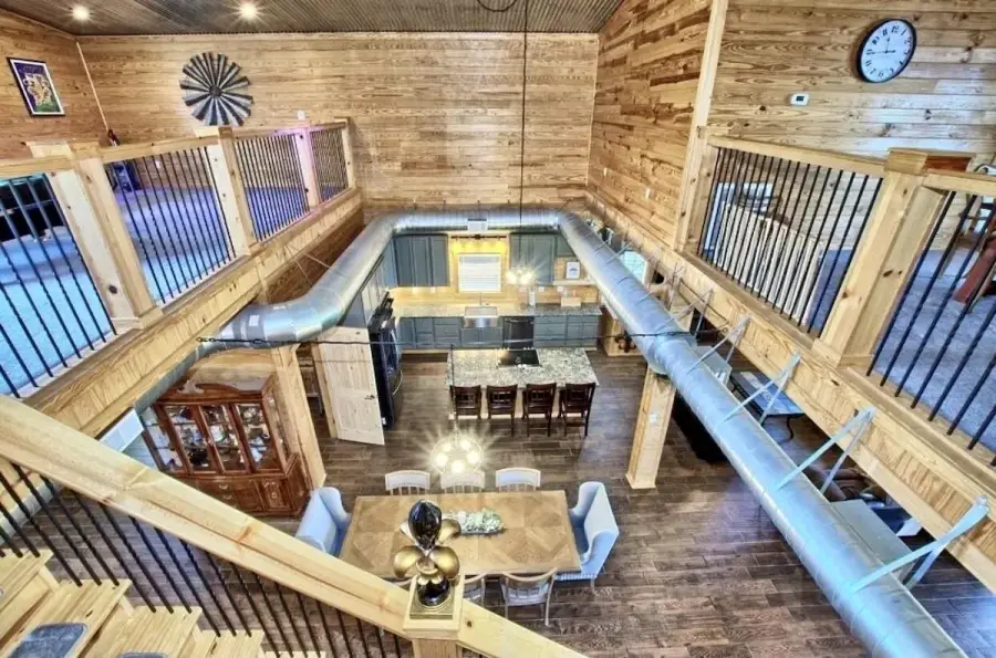 Custom tongue and groove pine throughout the Barndo Custom tongue and groove pine throughout the Barndo